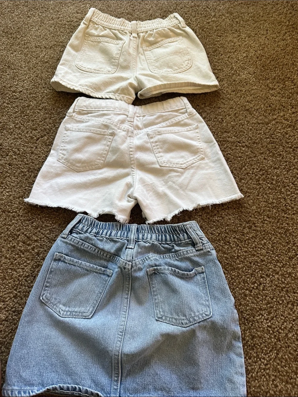 Old Navy White Shorts and Light Wash Denim Skirt Bundle